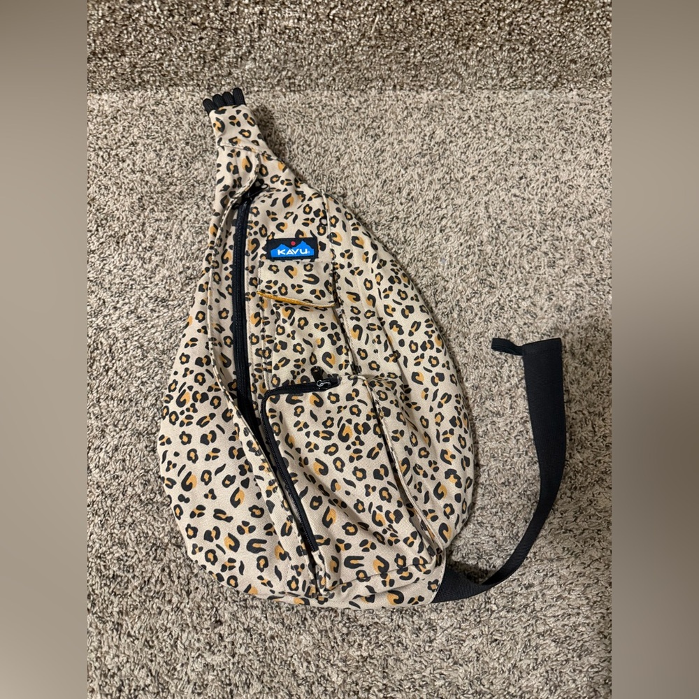 KAVU Tan and Black Leopard Sling Bag